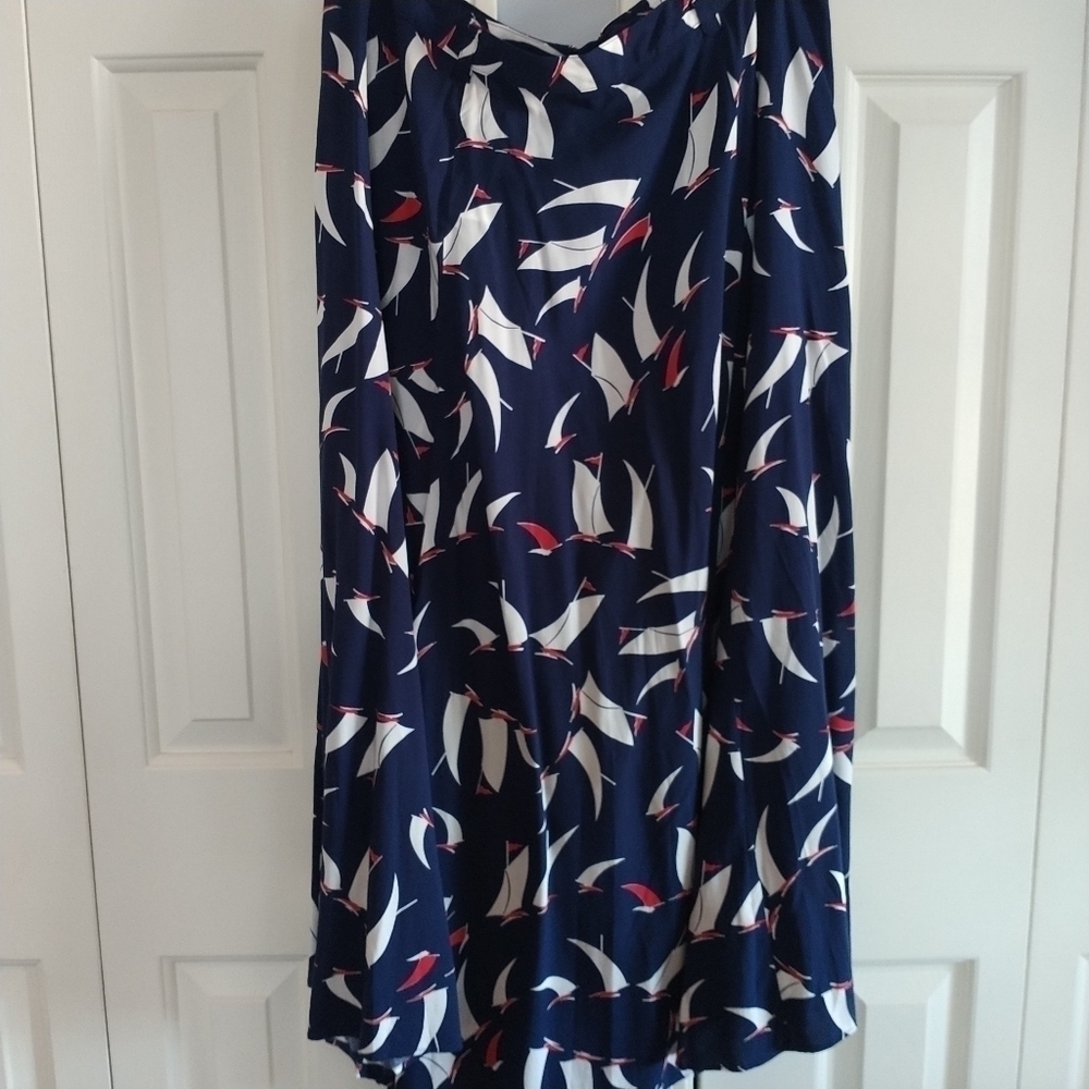 Chaps Nautical Navy Wrap Skirt L - Picture 4 of 10